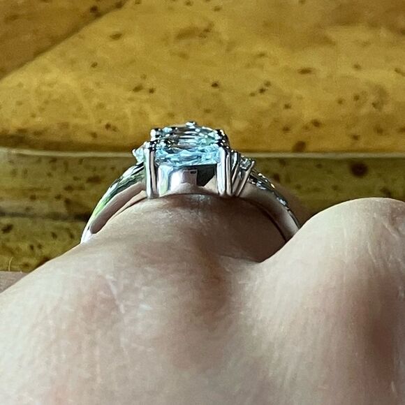 Natural Aquamarine Sterling Silver Ring Size 6 - Picture 2 of 10